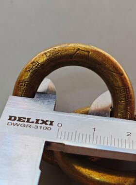 2026复古文玩黄铜双环扣乾坤圈摆件 阴阳环金刚圈工艺品 十字天经