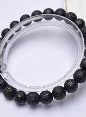 2026富宏珠宝 雷公墨陨石单圈圆珠手链水晶玻璃陨石饰品手串厂家