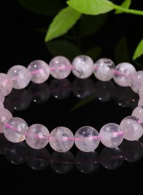 2026晶德珠宝 天然雪花幽灵水晶手链白聚宝盆粉晶圆珠手串首饰品