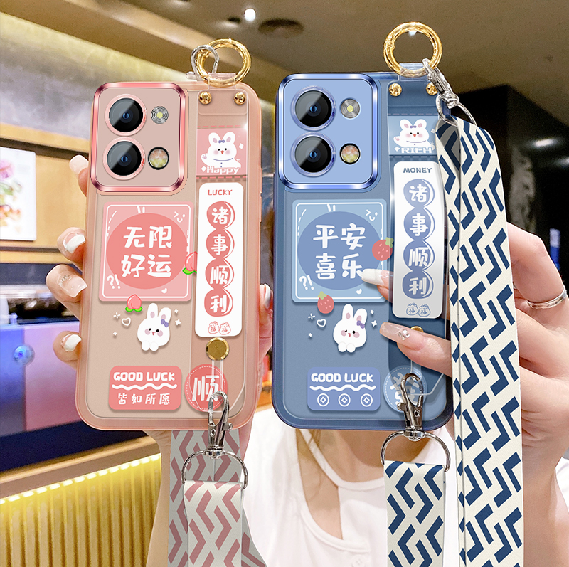 【自带镜头膜】适用OPPOReno7手机壳7Pro新款6透明6Pro薄5可爱5Pro女款5K硅胶套腕带支架斜跨可背带挂脖绳子 - 图1