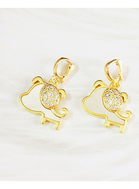 白贝锆石拼接狗狗吊坠万能扣活扣可拆卸吊坠单坠项链diy配件新款