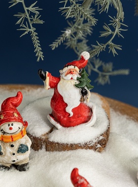 跨境热销圣诞节装饰复古树脂老人雪人橱窗造景摆件家居桌面装饰品