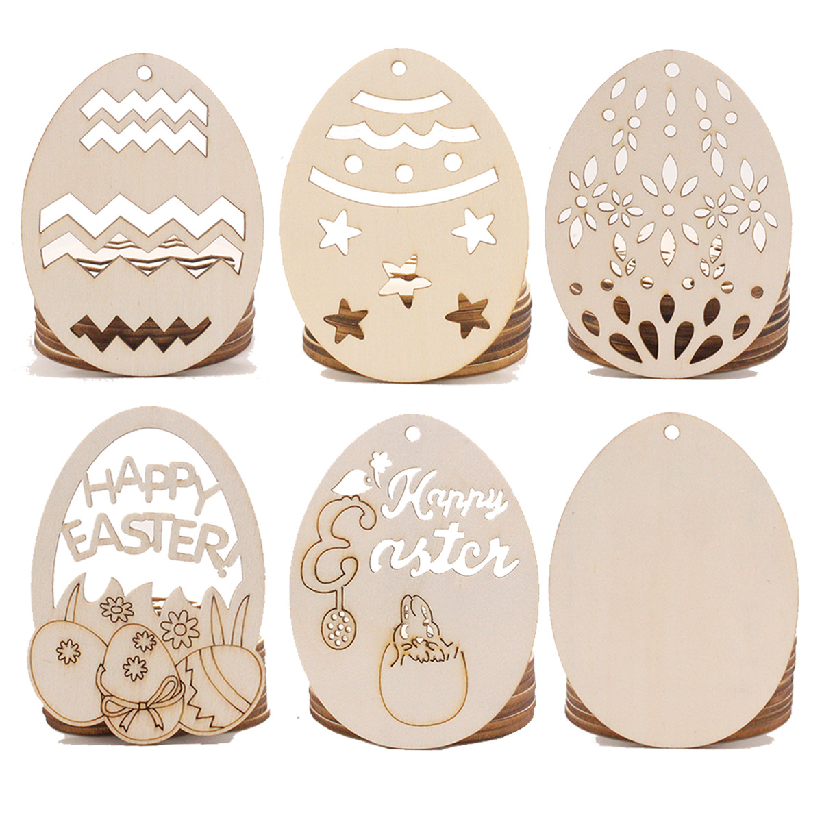 Easter Unfinished Wood Slices Kids DIY Eggs Crafts  Hangings - 图3