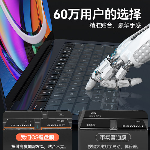 适用macbook苹果电脑14寸macbook Air13透明M3键盘膜Mac笔记本13.3英寸M2保护膜M4macbookpro14.2快捷键 硅胶 - 图1