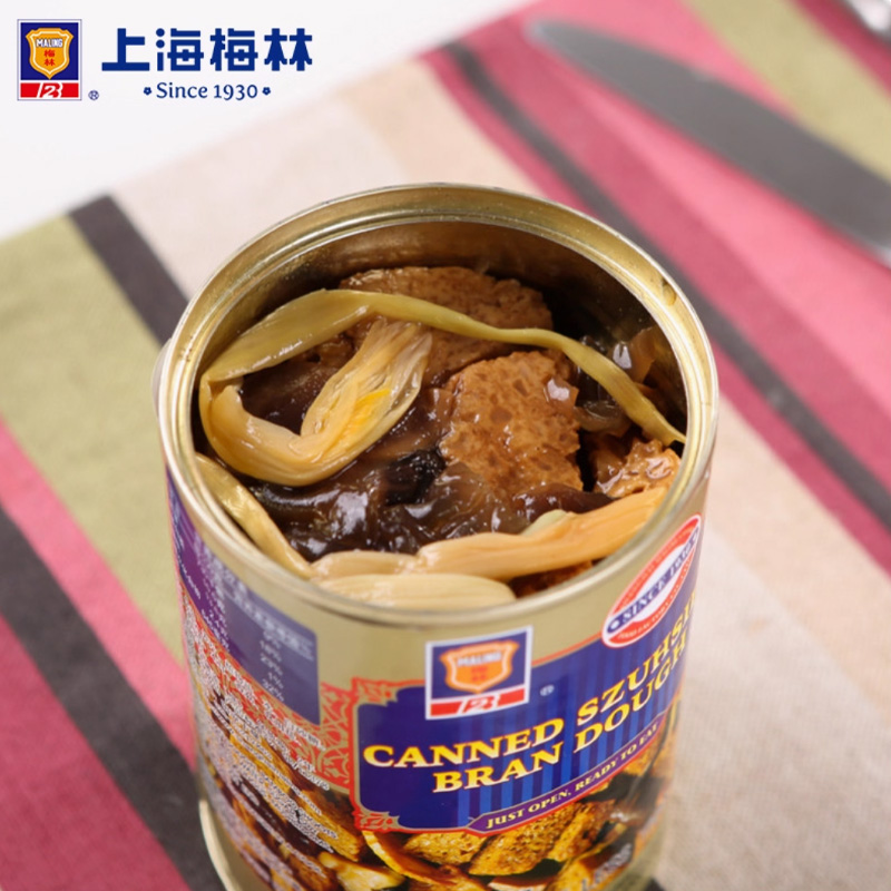 上海梅林四鲜烤麸罐头354g面筋烤麸即食蔬菜罐头熟食品特产下饭菜 - 图0