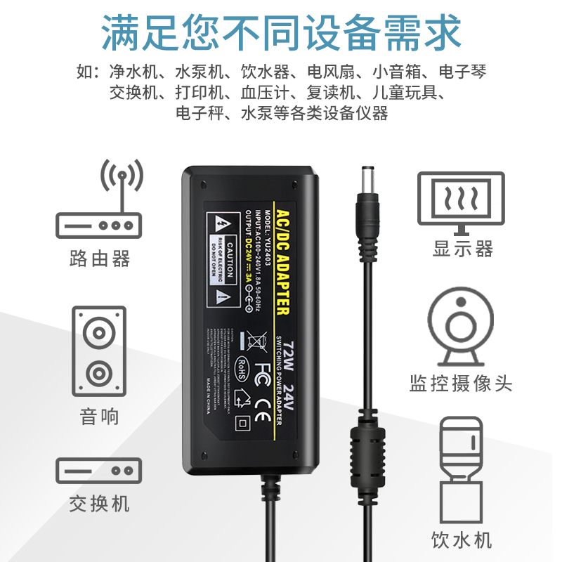 高品质24V5A电源适配器24V4A24V2A24V3A电源监控LED直流电源24伏 - 图0