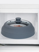 Glass Silicone Microwave Oven Inside Heating Lid Container High Temperature Splash Tray Refreshing Hood Rice Dish Lid Grey big