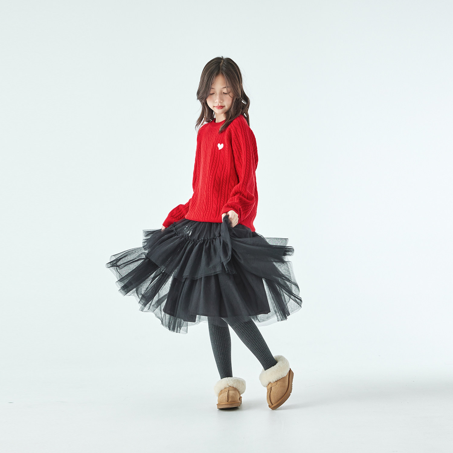 棵初26年早春新款亲子中大女童经典款网纱半裙百搭棉柔质感A字裙,淘宝优惠券,粉丝福利购,淘宝优惠卷