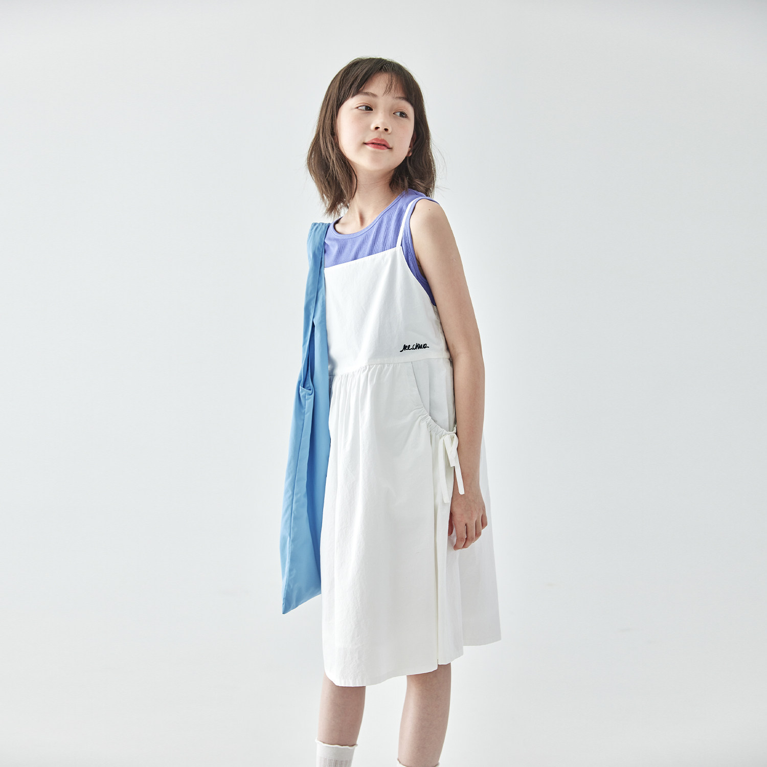 棵初2025年夏新款蝴蝶结宽松吊带连衣裙女童可叠穿海边漫步长裙,淘宝优惠券,粉丝福利购,淘宝优惠卷