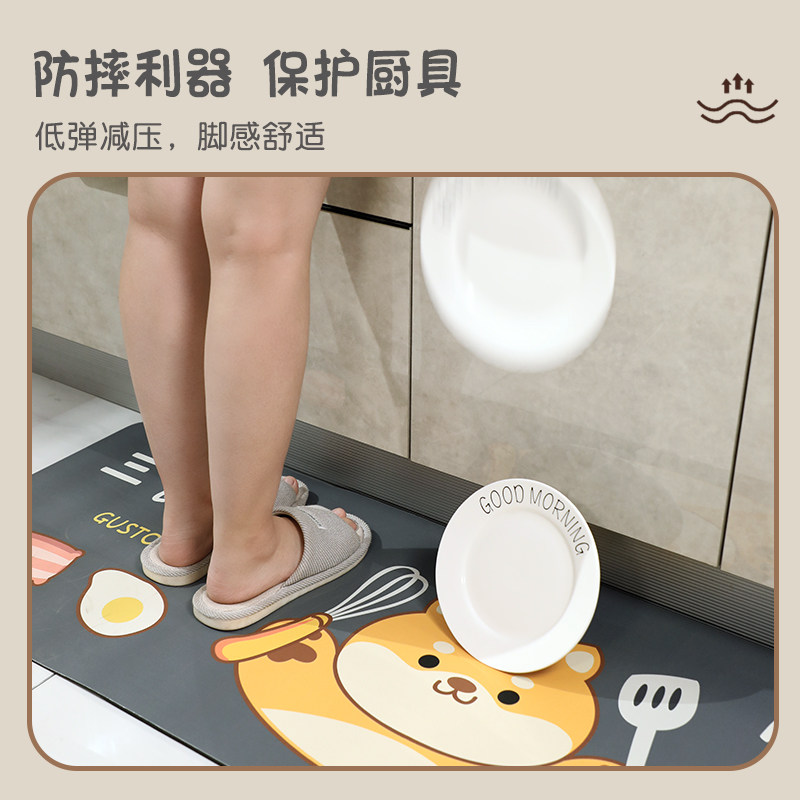 Kitchen diatom mud floor mats, non-slip and oil-proof floor mats, wipeable wash-free carpets, water-absorbent, waterproof and moisture-proof floors