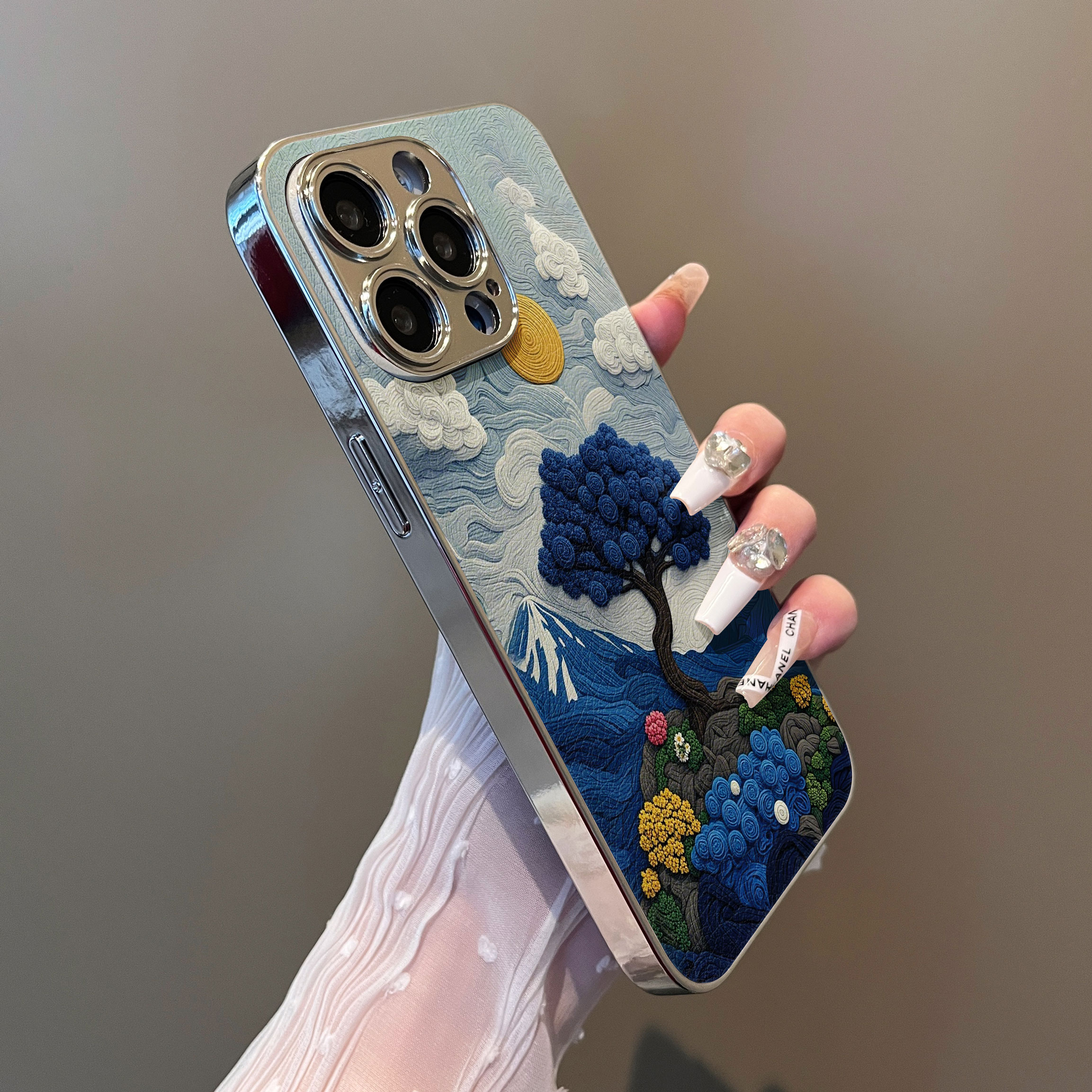 适用于荣耀400pro手机壳雪山蓝玫瑰支架小羊皮华为300全包100防摔90新款70/80se外男女x40/x50套软200 - 图1