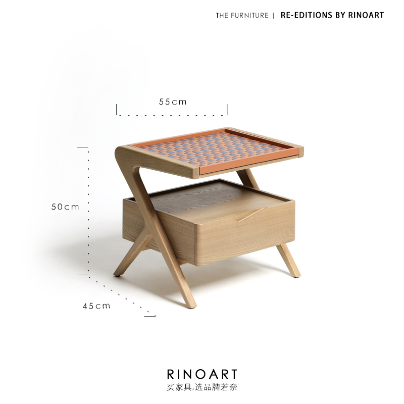 若奈家具“可拆卸托盘”多用款！HERM@S法国榆木实木带抽屉床头柜-图3