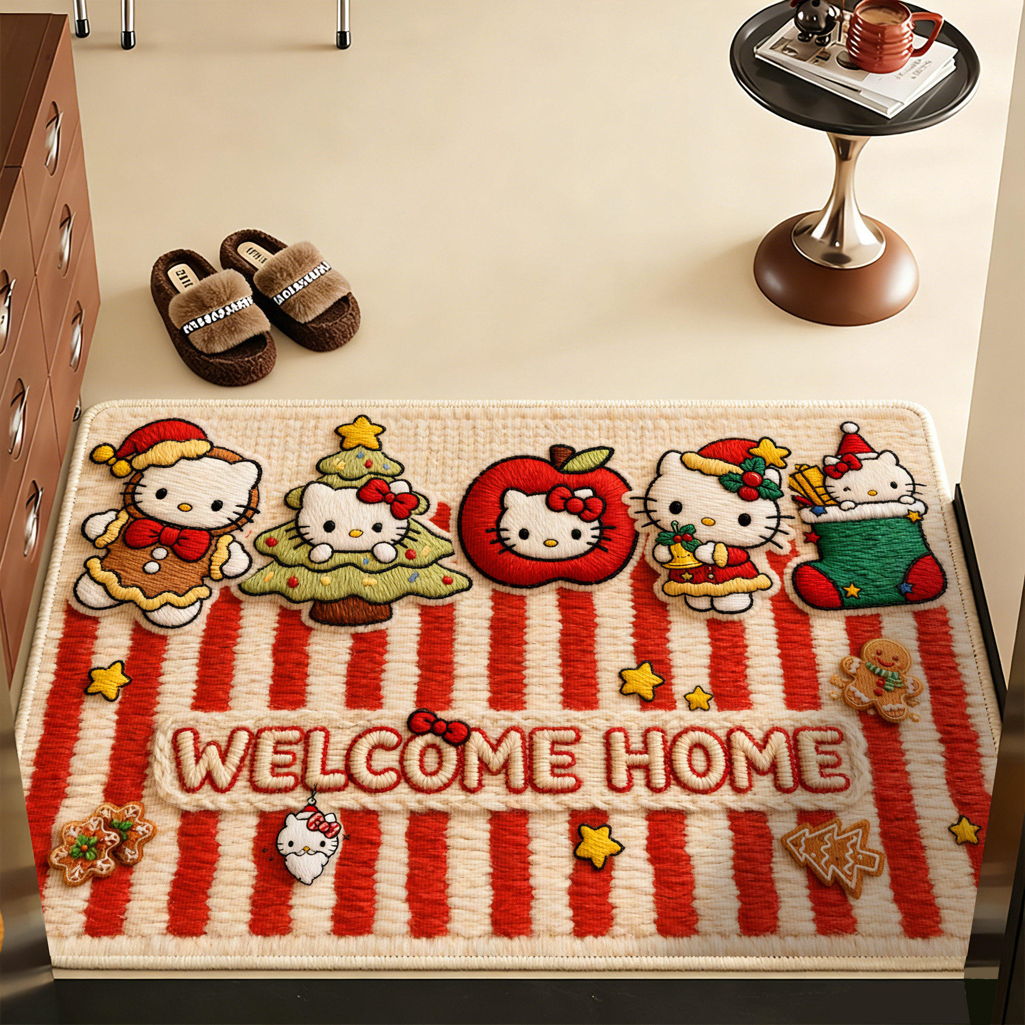 卡通风凯蒂猫硅藻泥入户门地垫门口进门玄关脚垫子防滑毛线感地毯,淘宝优惠券,粉丝福利购,淘宝优惠卷