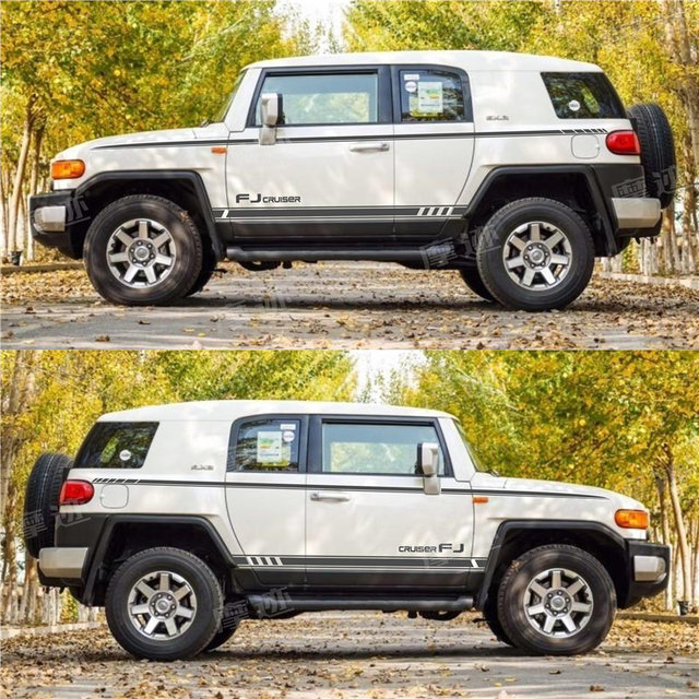 Suitable for Toyota FJ Cruiser car stickers, pull-up waistline color strips, special body modification decorative stickers, car side skirts