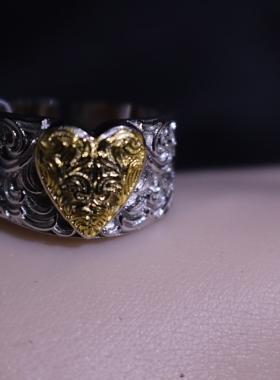 向卉意大利中古库存回流925银双金爱心手镯