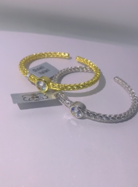 向卉意大利中古库存回流925银泡泡钻开口手镯