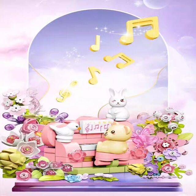2024 Senbao Building Blocks Huayan Yinyue Music Box Building Blocks Flower Music Box Assembled Toys Goddess Day Birthday Gift