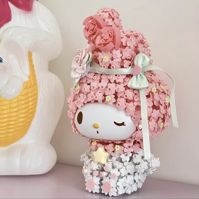 Sanrio Melody Rose Star Language Kuromi Rose Star Wish Moonlight Society assembled fun high building blocks toy for women