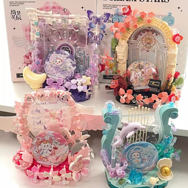 Moonlight Society Wisteria Love Badge Decoration Ornament Eternal Oath Assembling Fun High Building Blocks Girl Gift