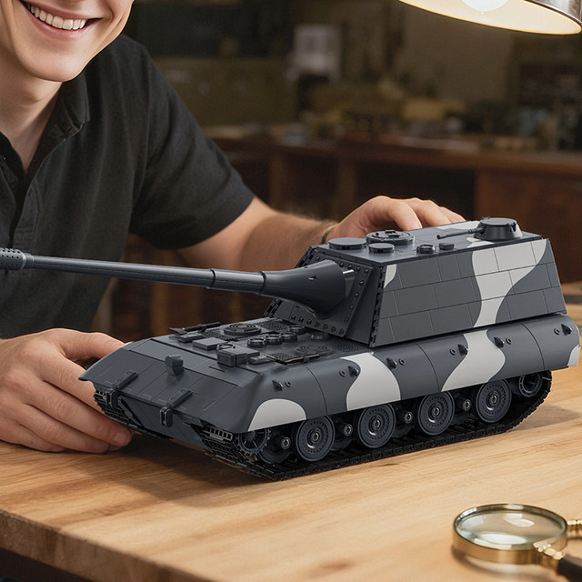 Fun high building blocks German World War II E100 tank destroyer rat type heavy-duty assembled educational toy boy gift
