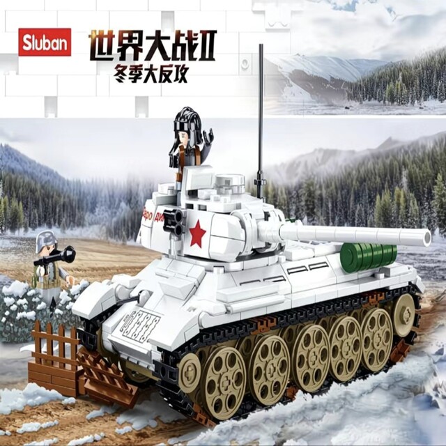 Xiao Luban military series T34/85 medium tank armored vehicle assembly fun high building blocks boy toy gift