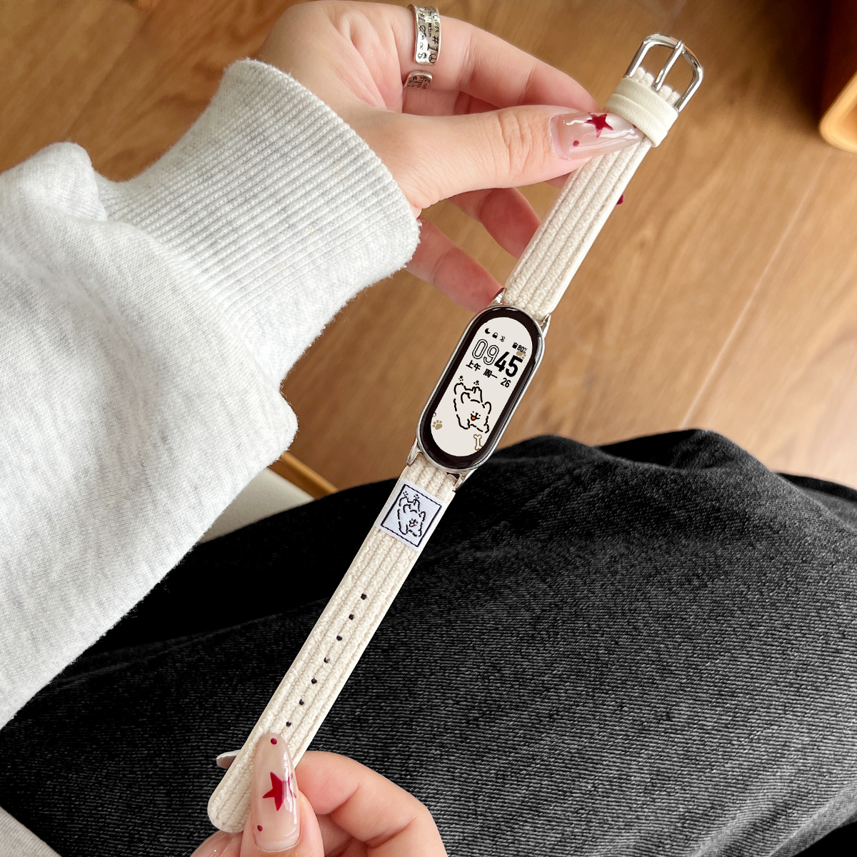 适用小米手环10手表带9nfc版秋冬新款腕带8高级感小众系列7韩系专用手表链6电子智能运动5灯芯绒九十代陶瓷版 - 图0