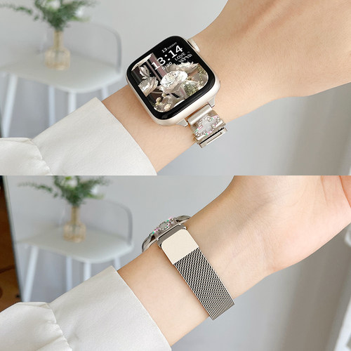 适用华为watchfit3手表带米兰磁吸4智能手表watch fit2专用腕带金属女生手环fit5系列表链新款4pro高级感手带 - 图0