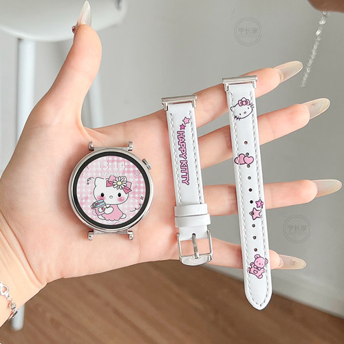 新款kt猫适用华为watchgt5表带秋冬gt4腕表女士6pro手表带高级感watch4女款表链gt3智能手表gt2真皮创意女式 - 图2