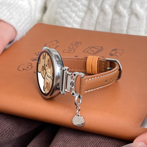 适用华为gt5/6手表带真皮创意gt5pro新款女士watch4智能运动手表链watchgt4系列女表gt3/2专用41mm高级感女款 - 图0