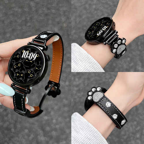 适用oppo watch x3mini手表带皮质磁吸oppowatchx2mini夏天透气全智能watch4pro高级感女款系列一加手表2表链 - 图0