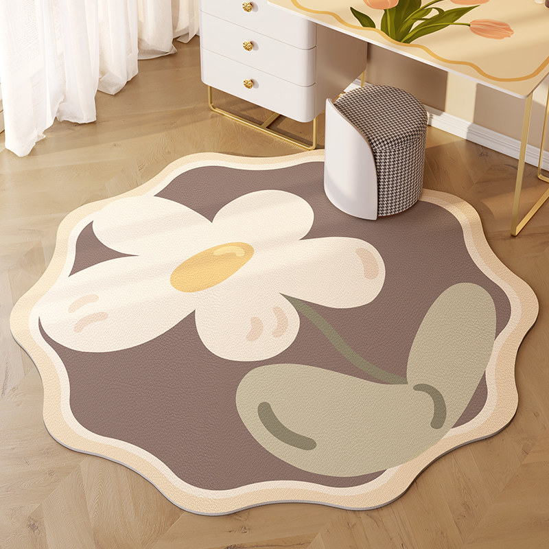 郁金香圆形皮革地垫客厅卧室可擦免洗地毯电脑椅吊蓝梳妆台脚垫,淘宝优惠券,粉丝福利购,淘宝优惠卷