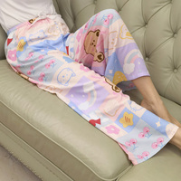 2025新款棉绸睡裤女士夏季可外穿人造棉碎花阔腿家居遛弯长裤子绵