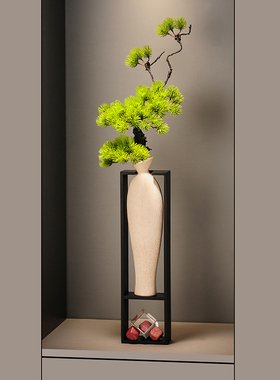 高级感简约轻奢细高长陶瓷花瓶长枝电视柜玄关柜入户格栅柜摆件