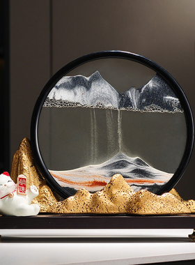 金山银山摆件客厅招财猫流沙画