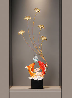 年年有余五福临门葫芦摆件入户玄关壁龛客厅竖高装饰乔迁新居礼物