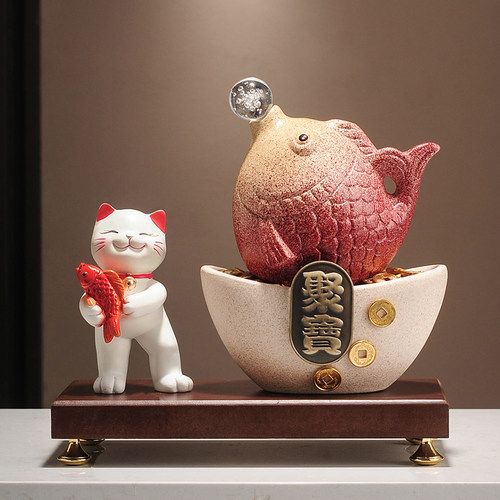 年年有余聚宝盆锦鲤鱼开业招财摆件客厅玄关酒柜装饰乔迁新居礼物 - 图2