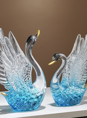天鹅摆件轻奢高档客厅玄关电视柜茶几装饰品乔迁新居礼品结婚礼物