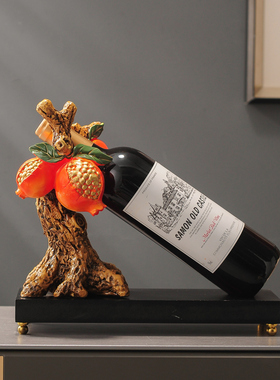 创意石榴红酒架摆件新中式客厅酒柜装饰品餐厅工艺软装家居摆设