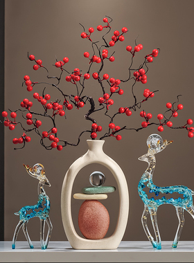 新中式入门玄关石来运转发财果花瓶摆件装饰电视柜乔迁新居礼品