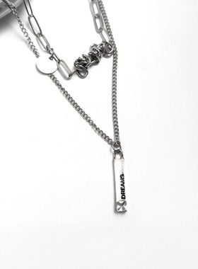 潮酷项链双链叠戴颈链日韩配饰品