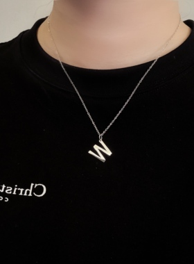 潮嘻哈字母W吊坠饰品男女卫衣链