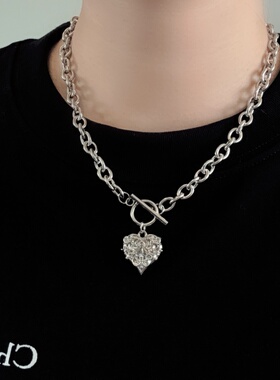 饰品欧美爱心项链男女情侣钛钢