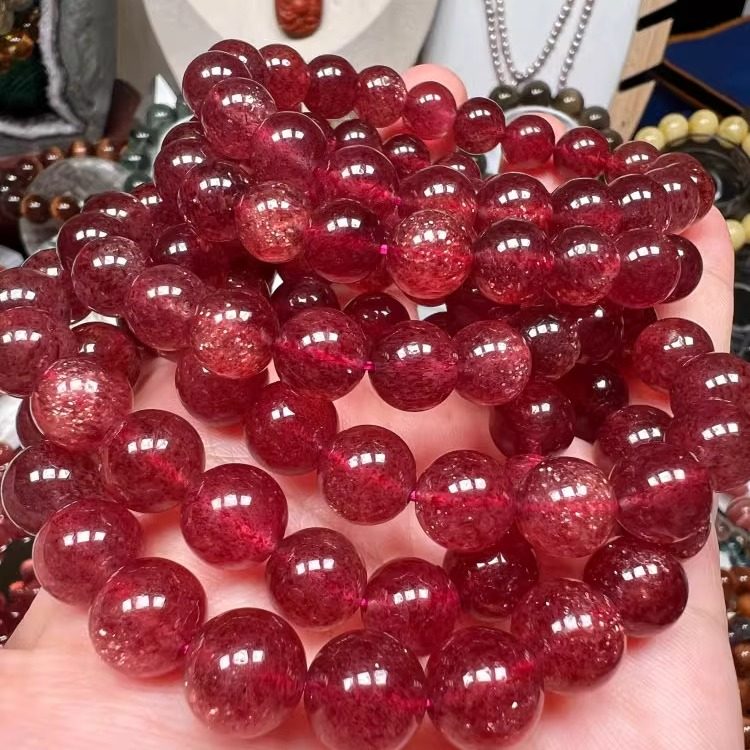天然老矿车厘子鸽血红星光爆闪草莓晶粉水晶手链女礼物手串,淘宝优惠券,粉丝福利购,淘宝优惠卷