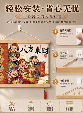 新中式财神爷客厅卧室装饰画