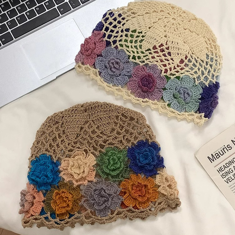 Classy key新加坡设计师联名款花朵镂空帽子女针织包头帽甜美头巾,淘宝优惠券,粉丝福利购,淘宝优惠卷
