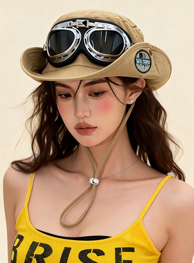 Classy key新加坡设计师联名款大檐护目镜登山帽百搭防晒渔夫帽子