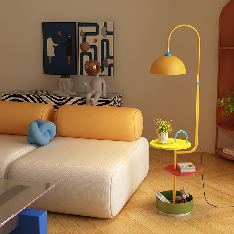 孟菲斯落地灯客厅沙发旁装饰氛围灯具书房茶室置物架一体立式台灯,淘宝优惠券,粉丝福利购,淘宝优惠卷