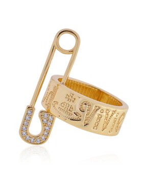 别针戒指2025高级感锆石别针别针戒指-金 M码