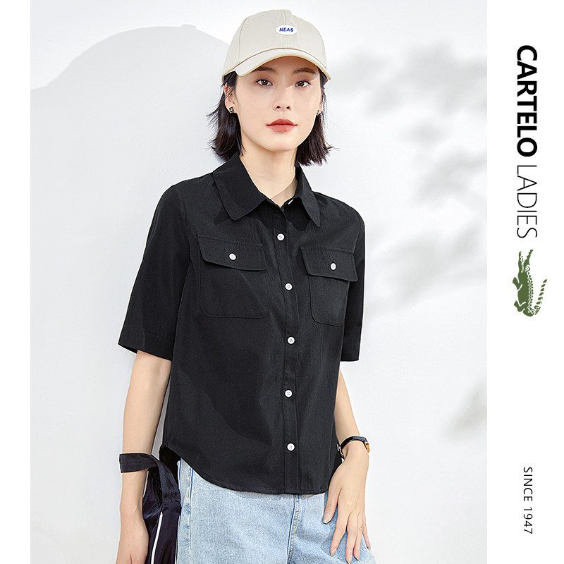 鳄鱼工装女短袖夏季简约韩版衬衫 carteloladies衬衫