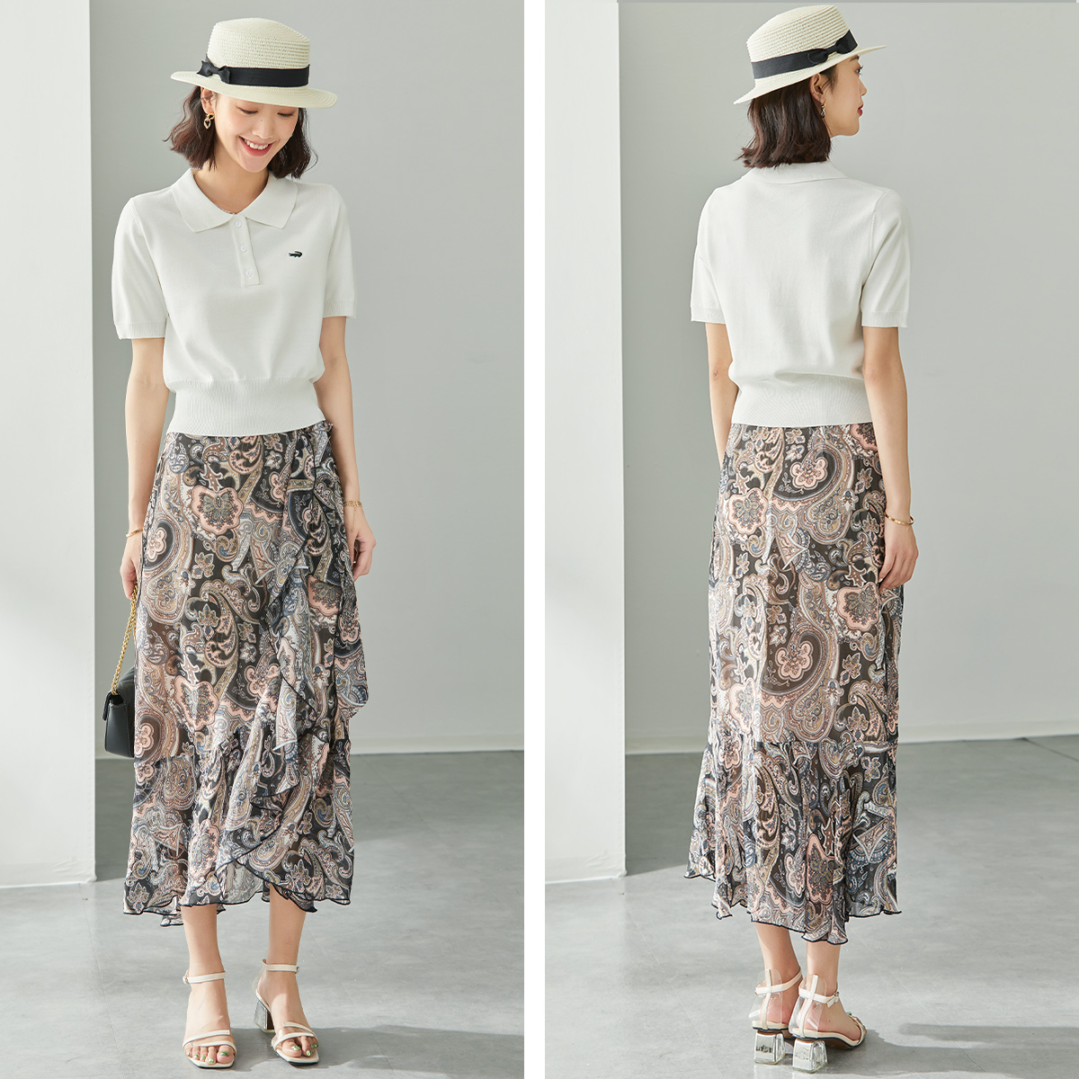 鳄鱼白色针织polo领女短袖t针织衫 carteloladiesT恤